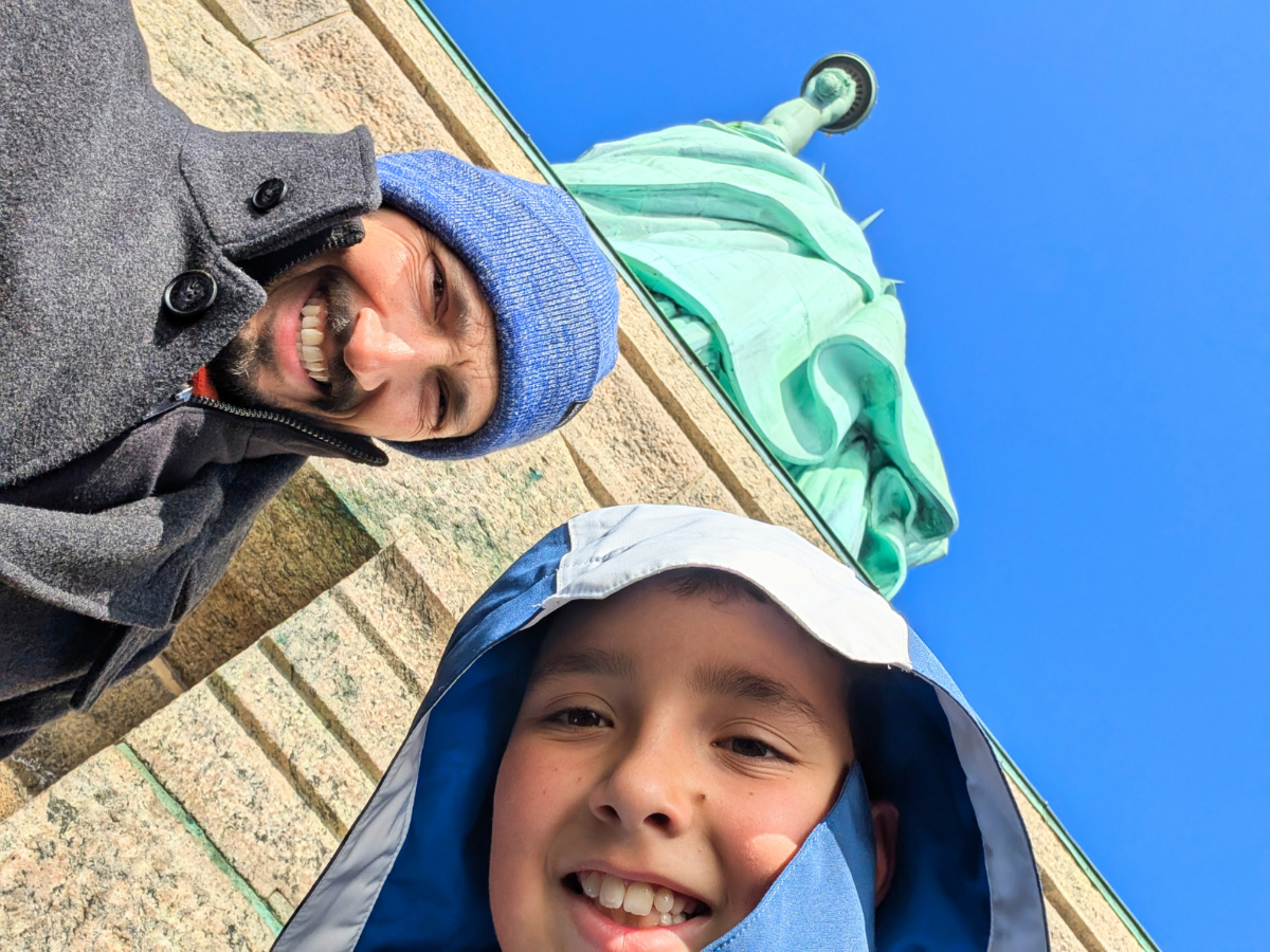 Taylor Family on Pedestal at Statue of Liberty New York City 2