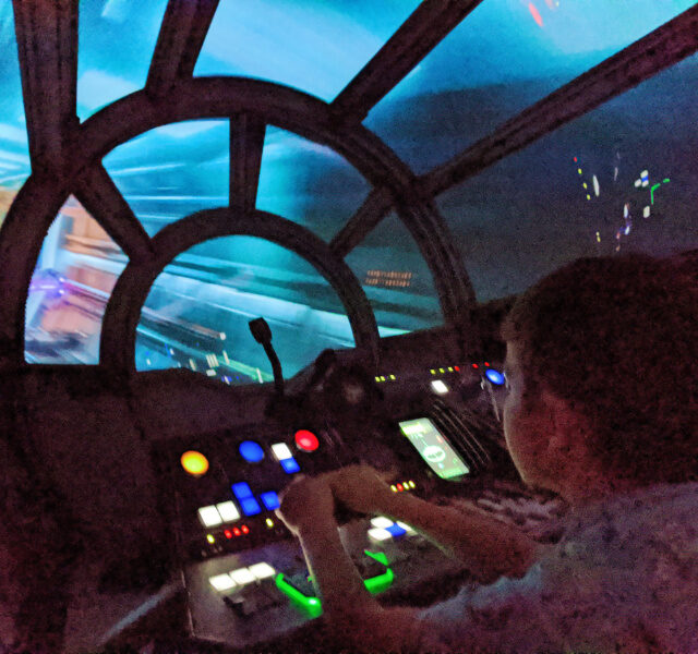 Taylor Family on Smugglers Run in Galaxys Edge Star Wars Land Disneyland 2020 3