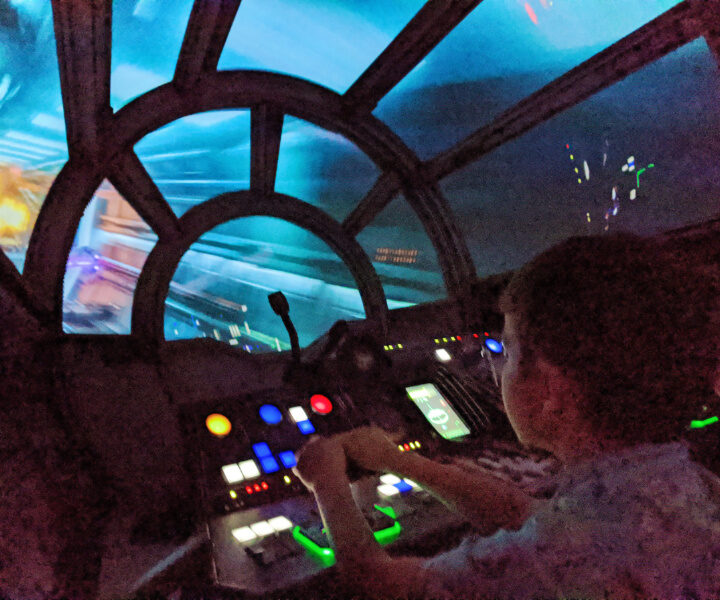 Taylor Family on Smugglers Run in Galaxys Edge Star Wars Land Disneyland 2020 3