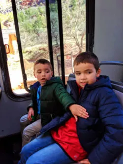 Taylor Family on Zion Shuttle Zion National Park Utah 3