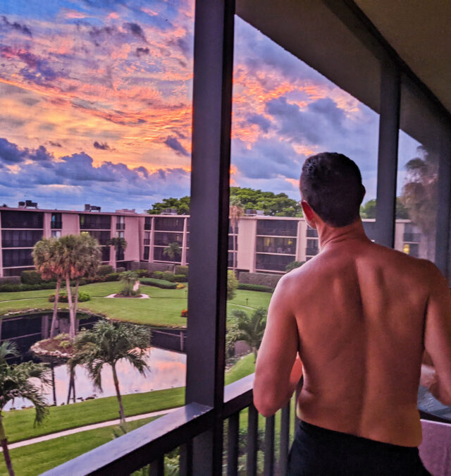 Taylor Family on balcony at sunset at Sundial Beach Resort Sanibel Island Fort Myers Florida 1