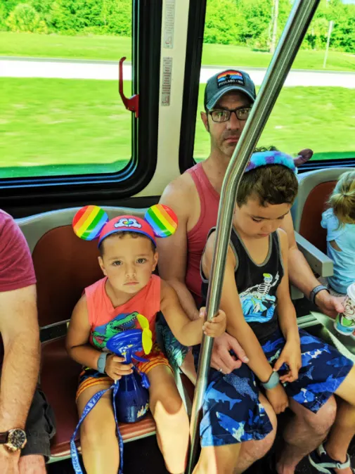 Taylor Family on shuttle to Magic Kingdom Disney World Orlando Florida 1