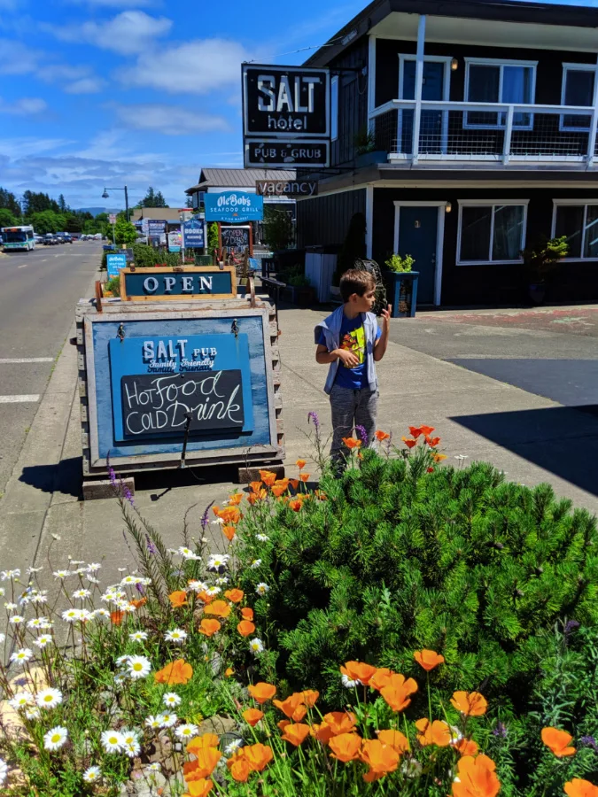 Taylor Family outside of Salt Hotel downtown Ilwaco Washington 1