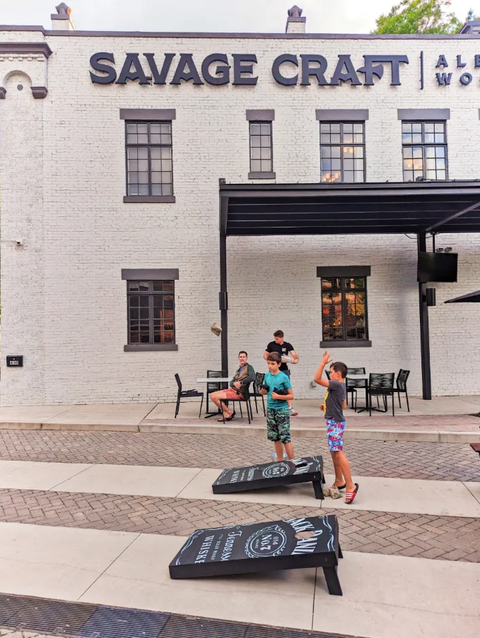 Taylor Family playing Cornhole at Savage Craft Ale Works West Columbia South Carolina 3