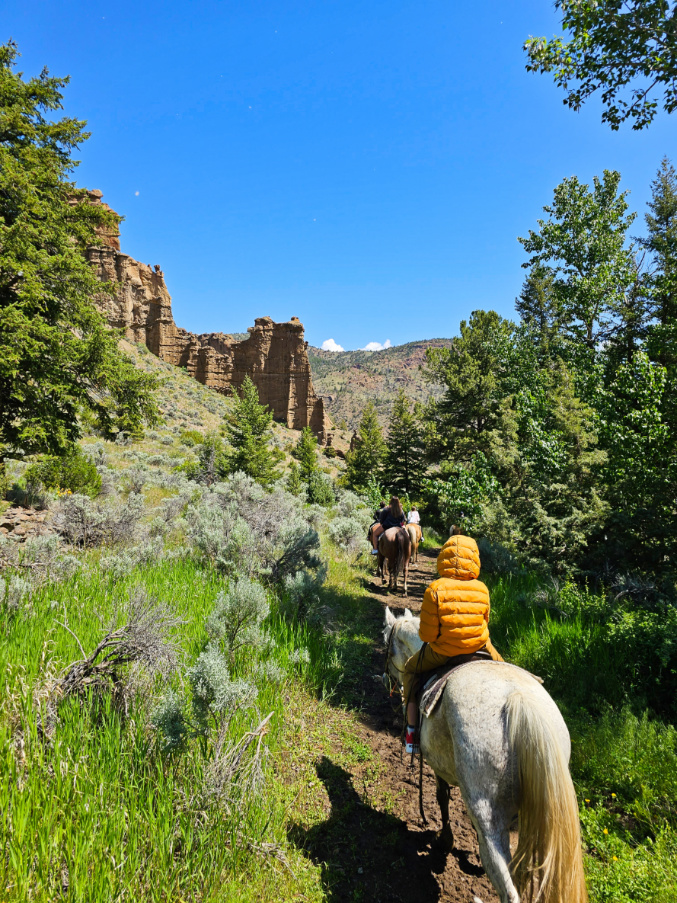 Taylor Family riding horses at Bill Cody Ranch Cody Wyoming 4