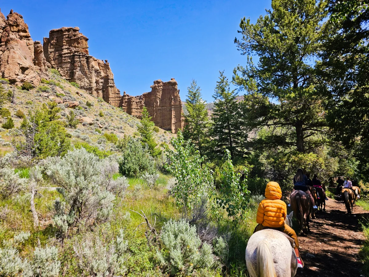 Taylor Family riding horses at Bill Cody Ranch Cody Wyoming 5