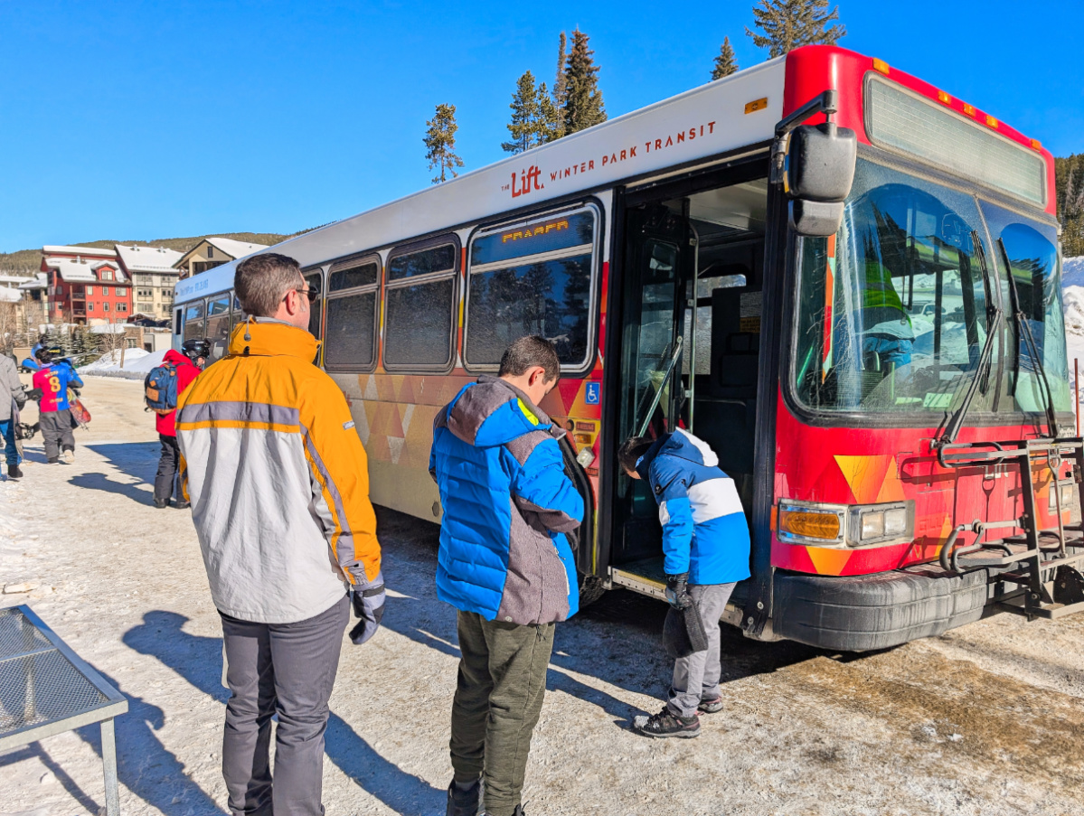 Taylor Family taking Lift Winter Park Transit Colorado 1