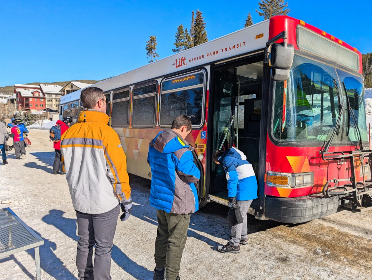 Taylor Family taking Lift Winter Park Transit Colorado 1