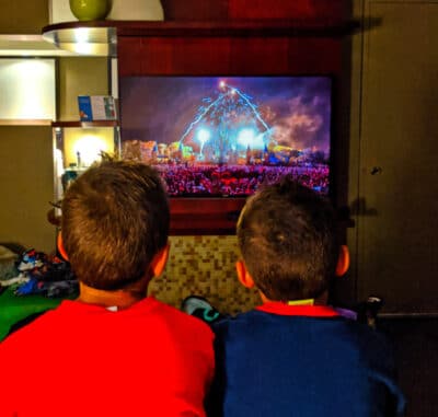 Taylor Family watch televised fireworkds at Disneys Contemporary Resort Disney World 2020 1