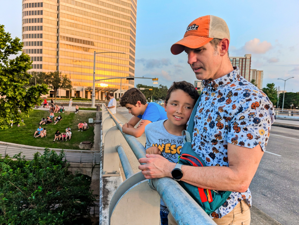 Taylor Family watching Waugh Bridge Bat Colony at Sunset Houston Texas 1