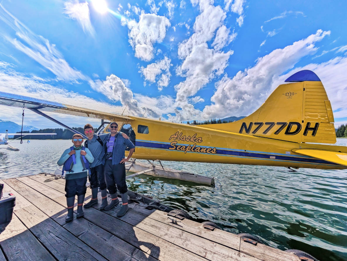 Taylor Family with Alaska Seaplanes at Juneau Float Pond Juneau Alaska 2