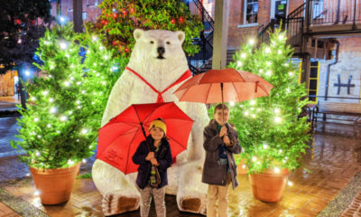Taylor Family with Christmas decorations Polar Bear Market Square Victoria BC 1
