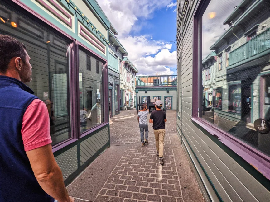 Taylor Family with Colorful Buildings Historic Breckenridge Colorado 1