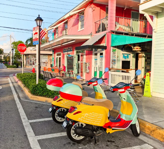 Taylor Family with Colorful Vespas at Harpoon Harrys Key West Florida Keys 1