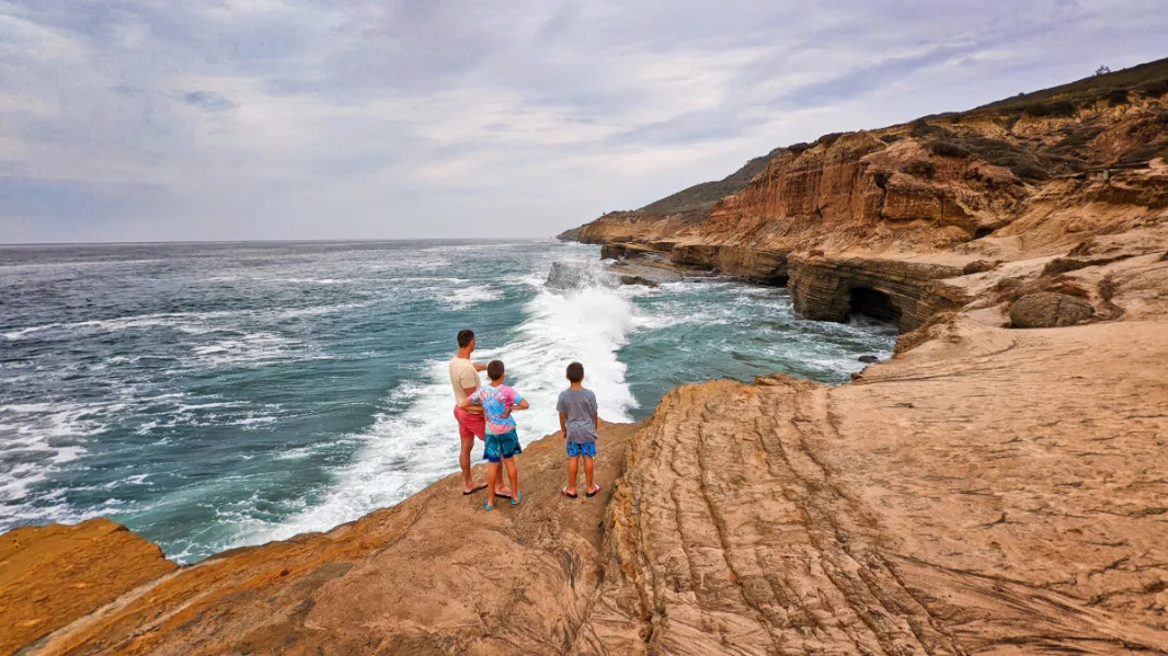 Taylor Family with Crashing Waves at Cabrillo National Monument San Diego 7