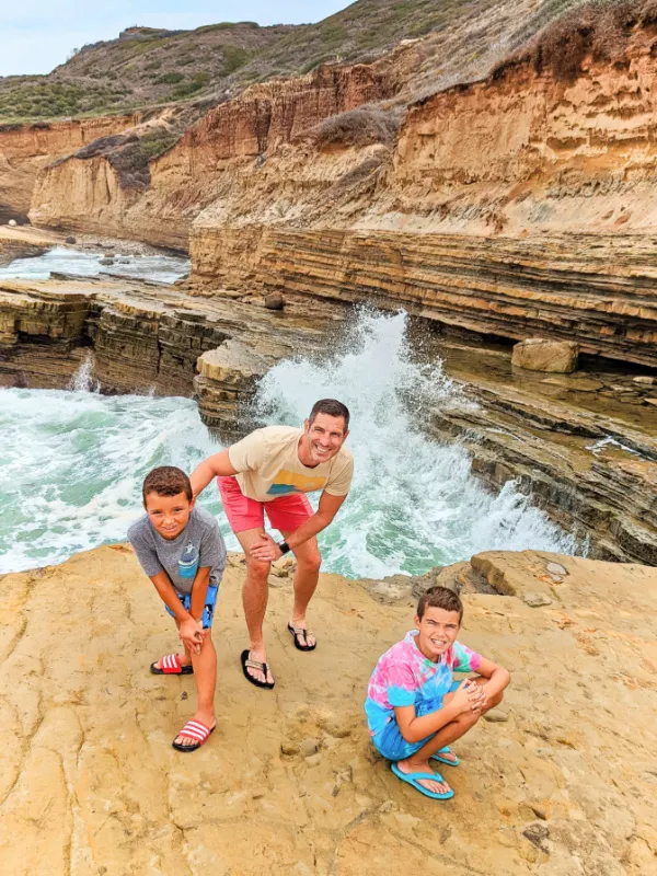 Taylor Family with Crashing Waves at Cabrillo National Monument San Diego 9