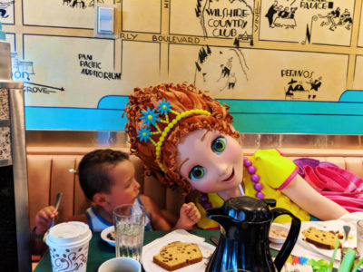 Taylor Family with Fancy Nancy character breakfast Hollywood and Vine Restaurant Hollywood Studios Disney World Florida 1
