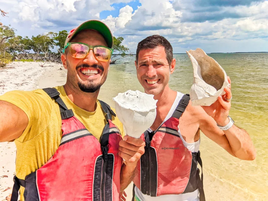 Taylor Family with Giant Conch in 10 Thousand Islands Everglades National Park Florida 5