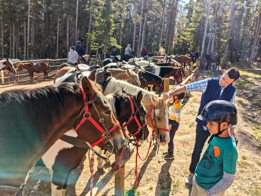 Taylor Family with Horses at Breckenridge Stables in Summer Breckenridge Colorado 3