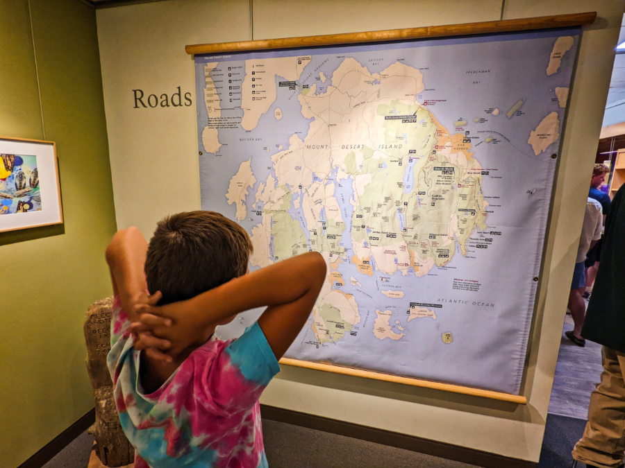 Taylor Family with Large map of Acadia National Park Maine 1