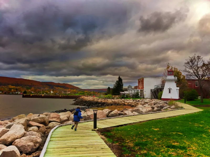 Taylor Family with Lighthouse and fall colours Annapolis Royal Nova Scotia 2
