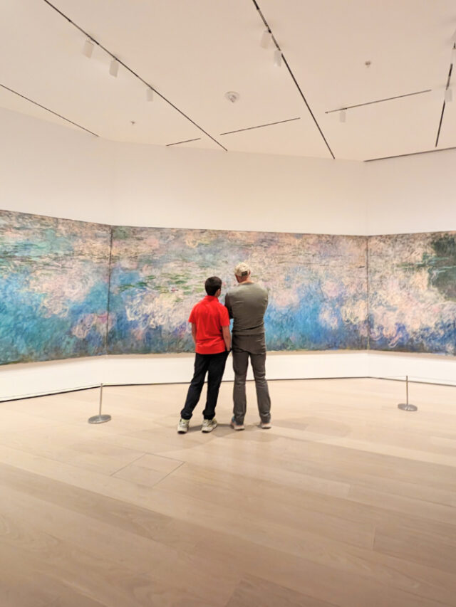 Taylor Family with Monet Waterlilies painting at MOMA Museum of Modern Art New York City 1