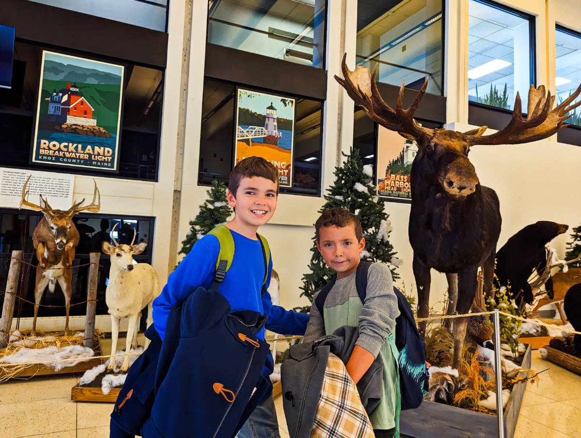 Taylor Family with Moose in Portland Maine Airport 1