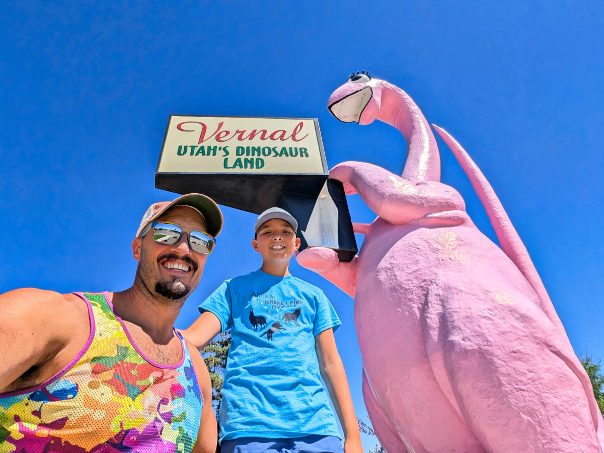 Taylor Family with Pink Dinosaur in Vernal Utah 2