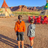 Taylor Family with Rabbit with Teepee at Capitol Reef Resort at Capitol Reef National Park Torrey Utah 1