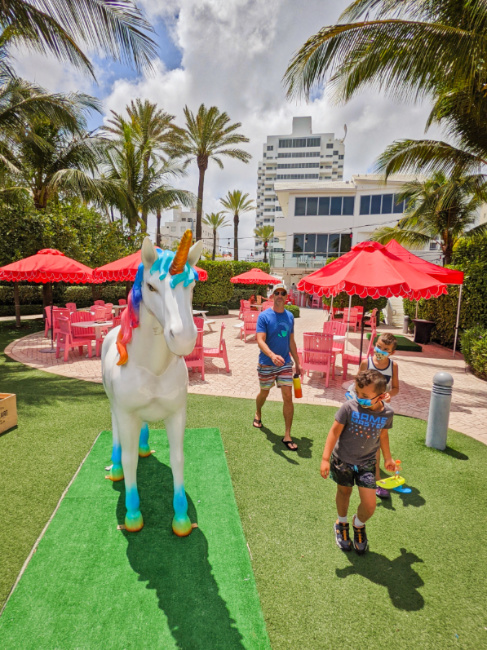 Taylor Family with Rainbow Unicorn Popup at Shelborne Miami Beach Florida 1