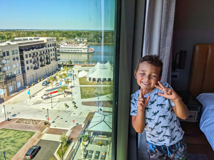 Taylor Family with Riverboat View at Thompson Hotel Savannah Georgia 1