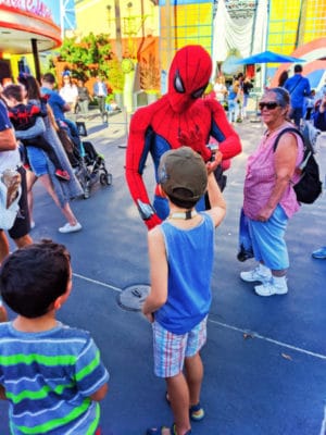 Taylor Family with Spiderman in Hollywood Backlot California Adventure Disneyland 2020 1