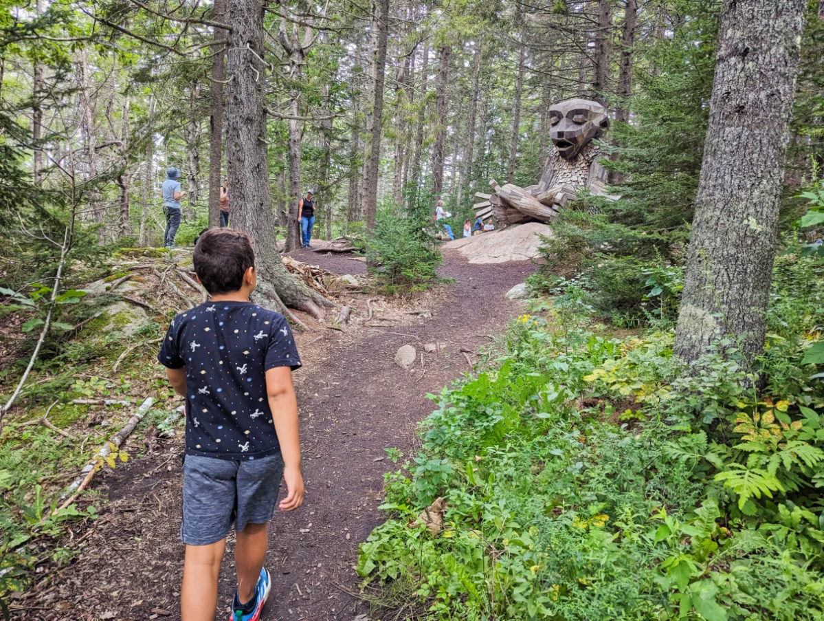 Taylor Family with Thomas Dambo Trolls at Coastal Maine Botanical Gardens Boothbay Harbor Maine 14