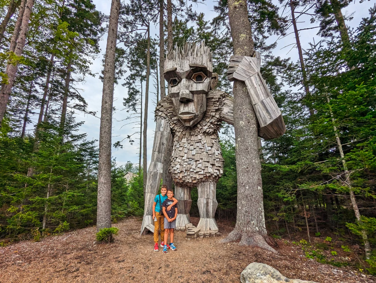 Taylor Family with Thomas Dambo Trolls at Coastal Maine Botanical Gardens Boothbay Maine 1