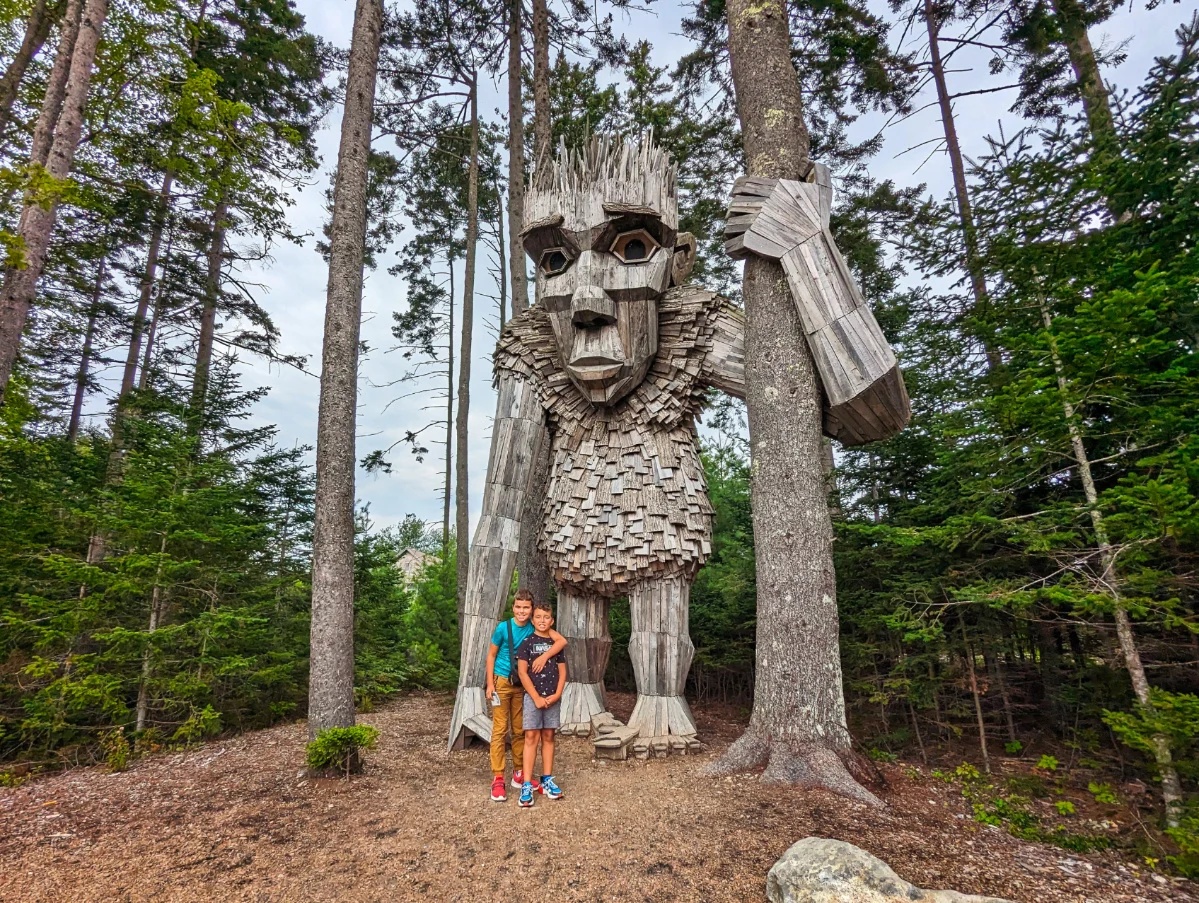 Taylor Family with Tomas Dambo Trolls at Coastal Maine Botanical Gardens Boothbay Maine 1