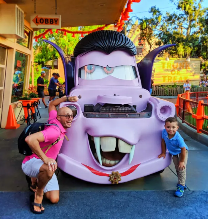 Taylor Family with Vampire Tow Mater in Cars Land California Adventure Disneyland 1