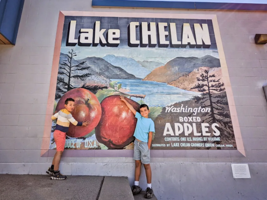 Taylor Family with Vintage Mural Lake Chelan Washington 2