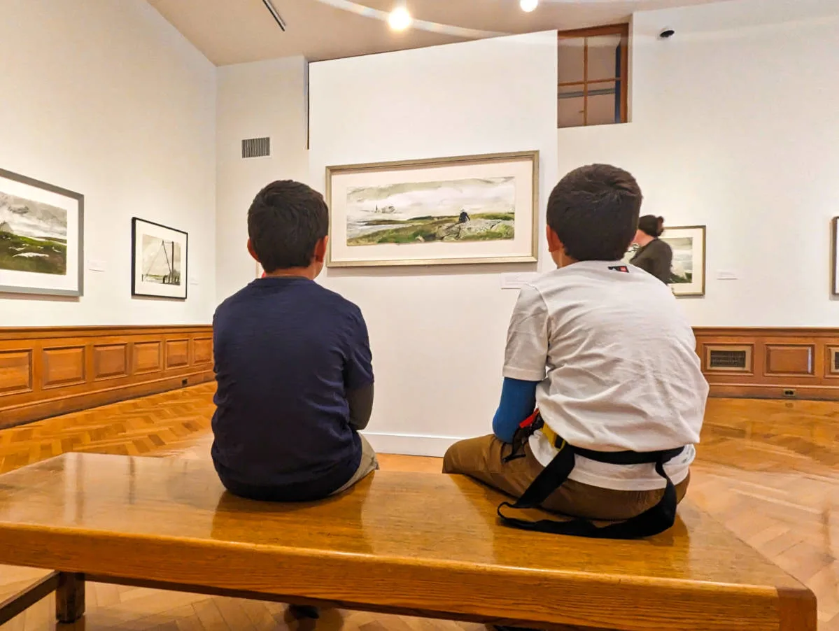 Taylor Family with Wyeth Painting in Farnsworth Art Museum Rockland Midcoast Maine 2