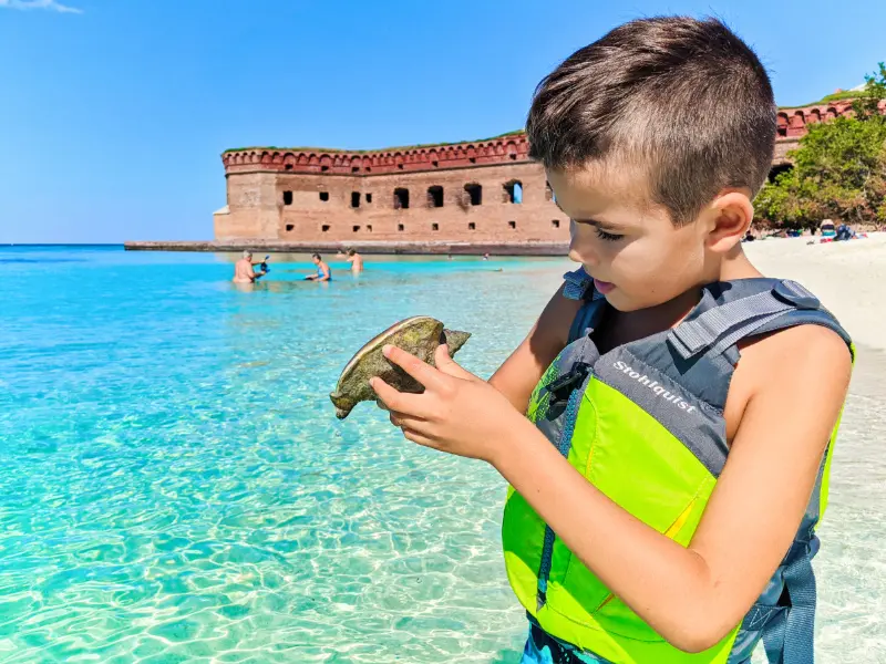 Taylor Family with conch at Beach in Dry Tortugas National Park Key West Florida Keys 2020 2