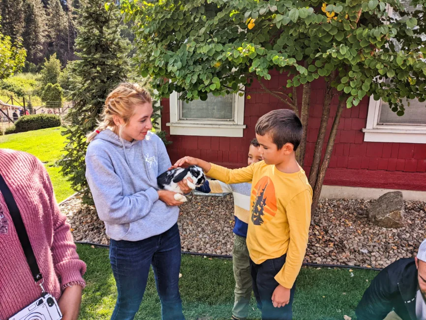 Taylor Family with rabbits at Reindeer Farm Leavenworth Washington 1