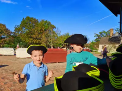 Taylor Kids in costume in Market Square Colonial Williamsburg Virginia 1