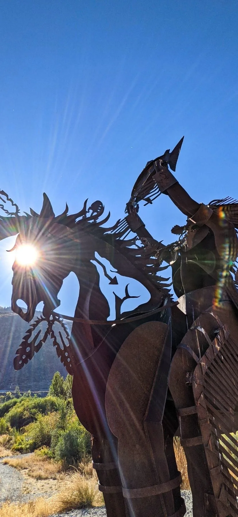 The Chief Metal Sculpture by Smoker Marchand Lake Chelan Washington Wine Country