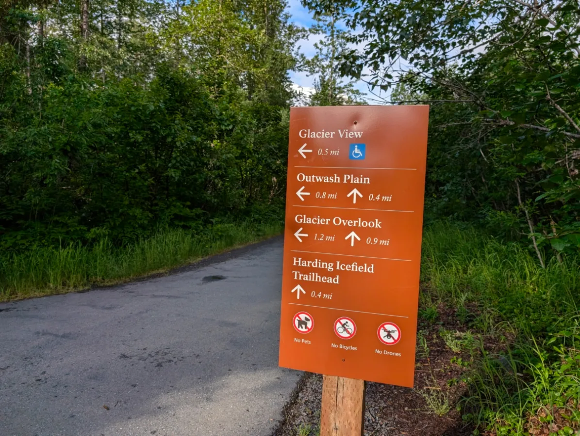 Trailhead for Exit Glacier trail system Kenai Fjords National Park Alaska 1