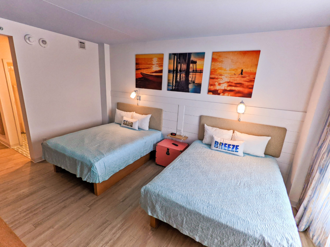 Two Queen hotel room at Endless Summer Surfside Inn Universal Orlando Resort