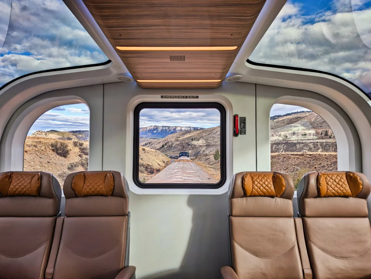 View across whole Rocky Mountaineer Train on First Passage to the West 1