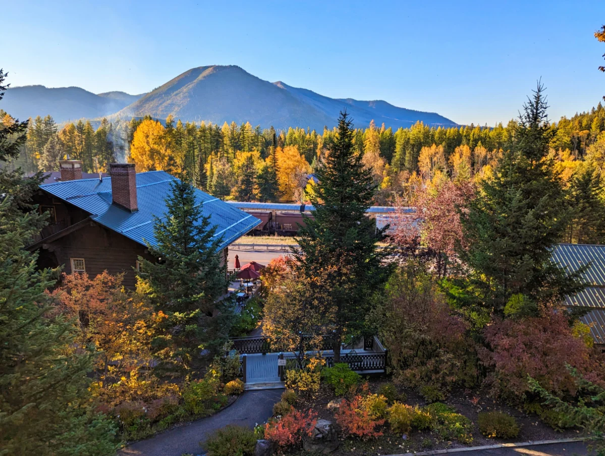 View from Belton Chalet Railway Hotel West Glacier National Park Montana 1