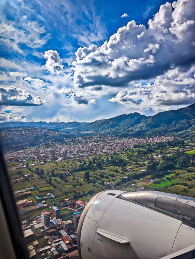View from LATAM Plane flying into Cusco Andes Peru 2