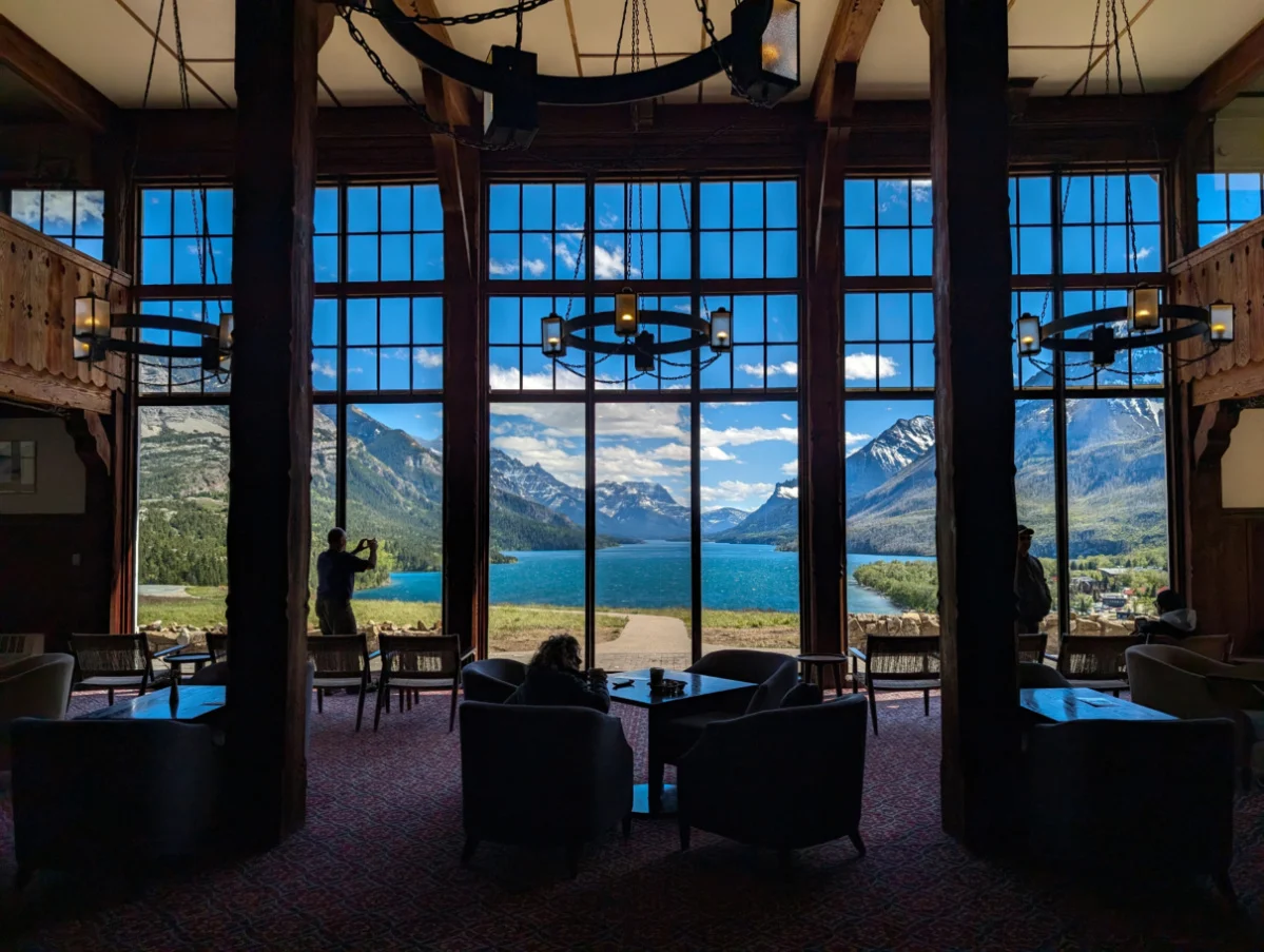 View from Lobby of the Prince of Wales Hotel in Waterton Lakes National Park Alberta Canada 1