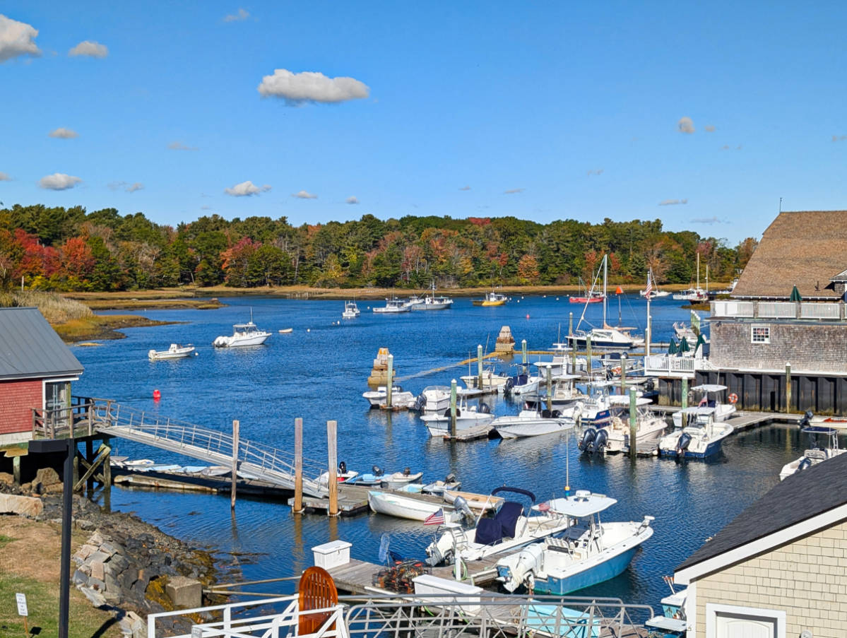 View of Kennebunk River from Breakwater Inn from the water Kennebunkport Maine 3