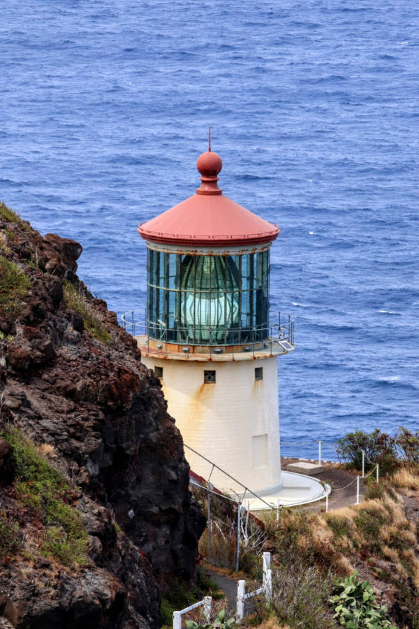View of Makapuu Lighthouse from trail Honolulu Oahu Hawaii 1